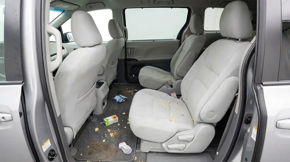 Car interior before detailing